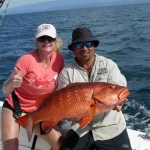 Kathy and Cory with a nice cubera snapper.