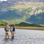 Fly fishing on the tidal flat