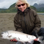 Silver salmon caught on tidal flat
