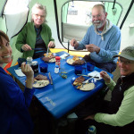 Hearty meals served inside dining tent